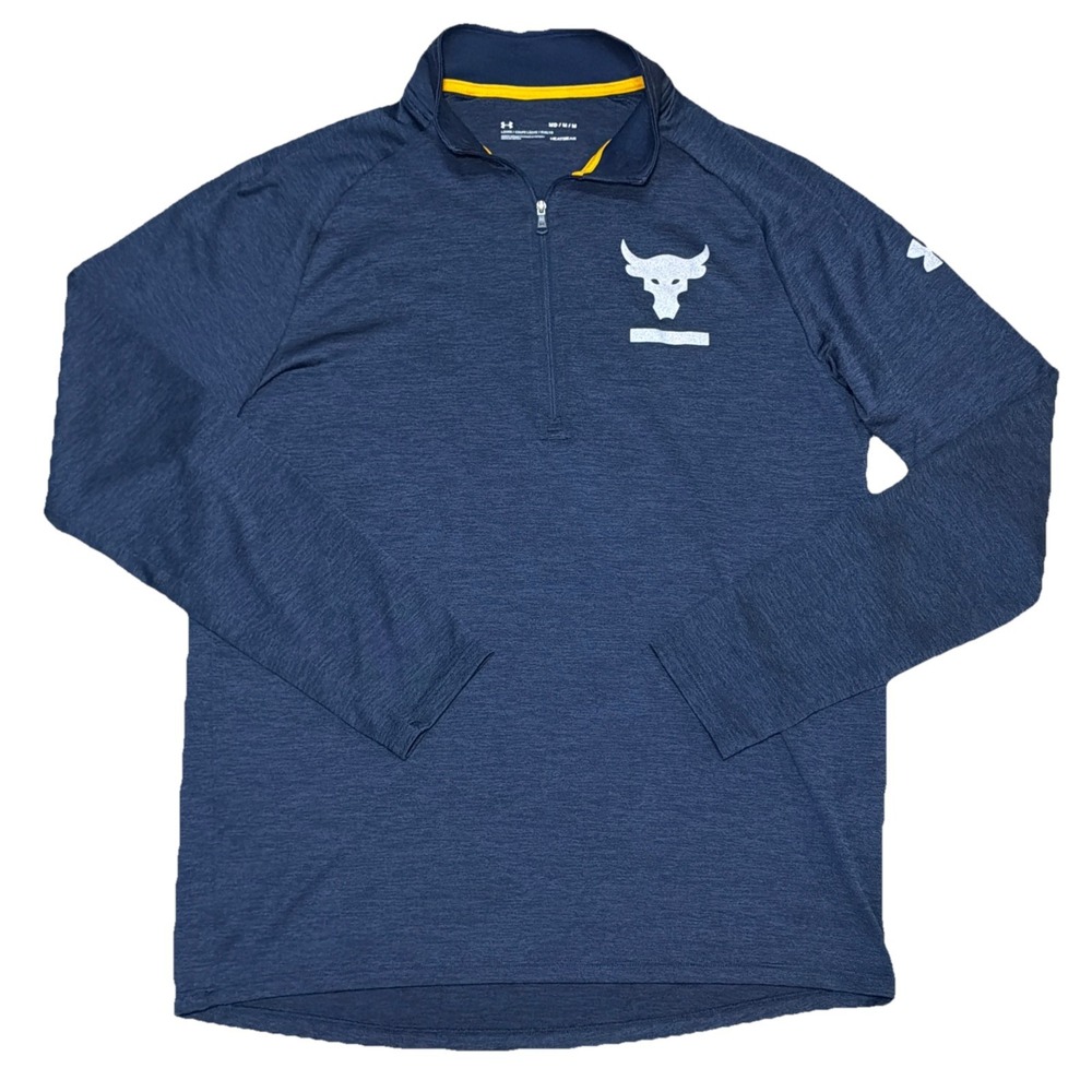 Under Armour Heatgear Project Rock Mens Loose 1/4 Zip‎ Pullover Size Medium Blue